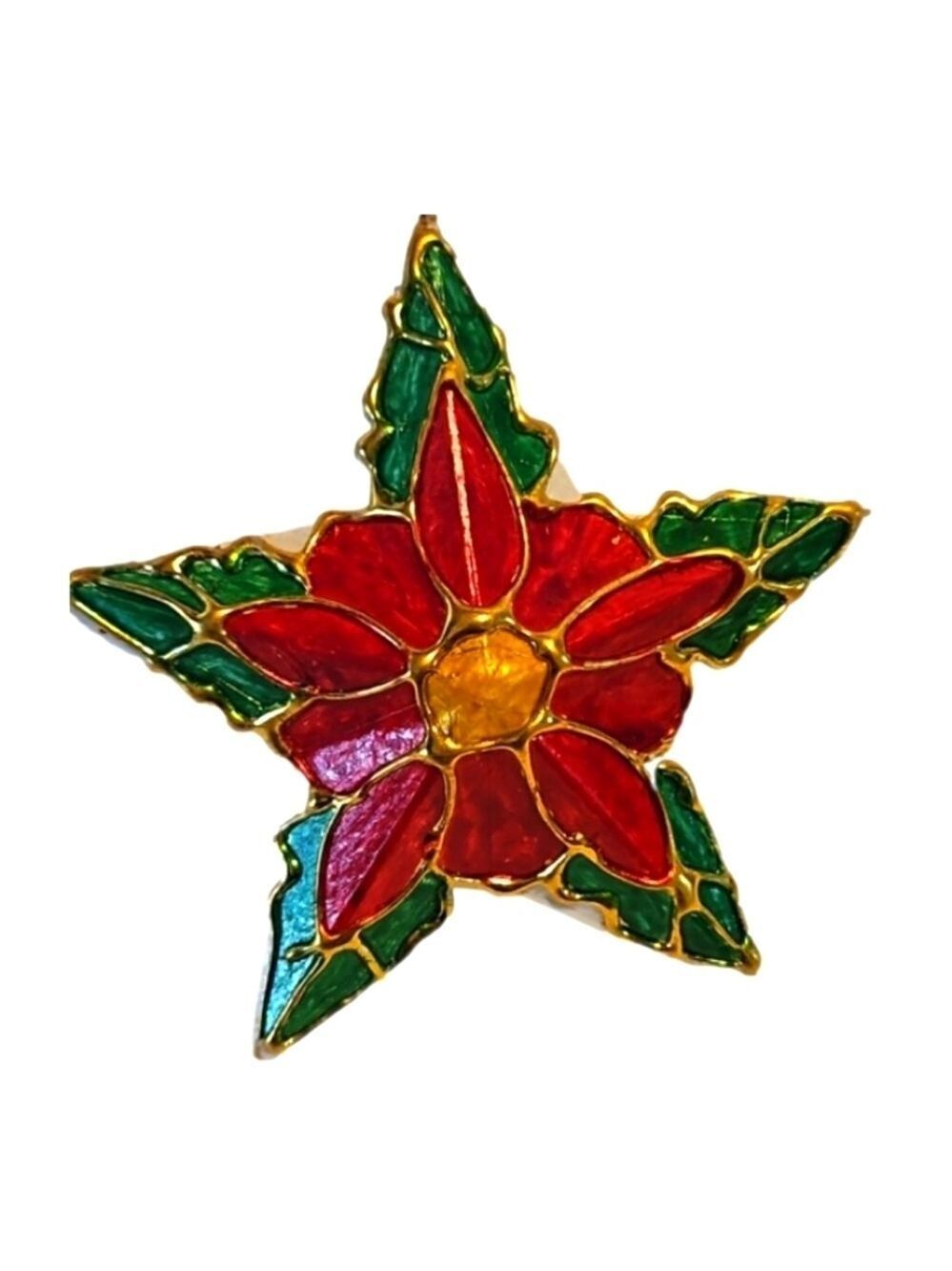 Handmade Poinsettia flowers Christmas hanging Star Upcycled cardboard hand paint